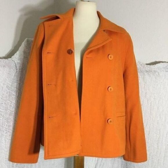Peter Nygard Orange  Wool Coat Size 10 - Picture 12 of 13